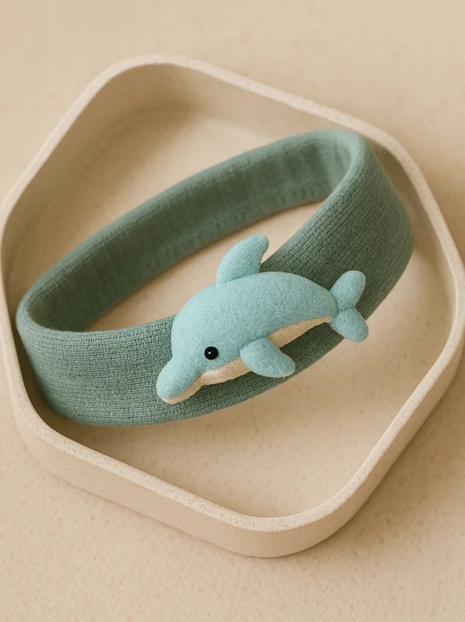 Minimalist Dolphin Plush Headband for Babies – Soft & Stretchy