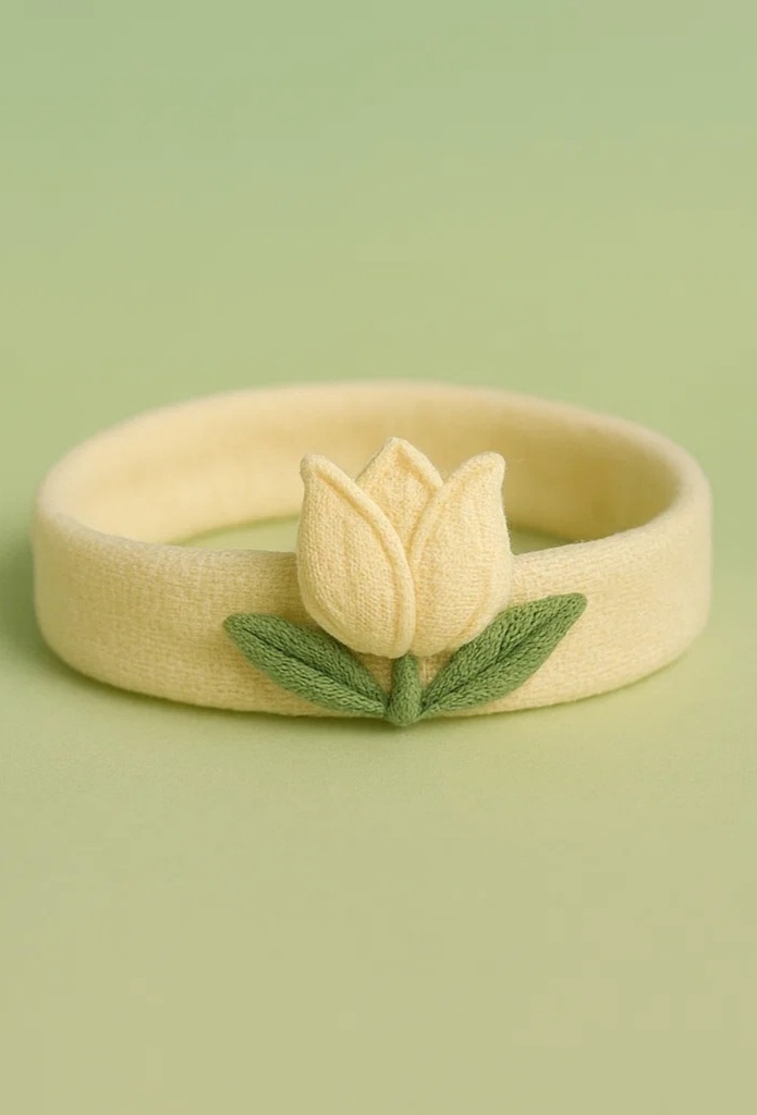 Golden Tulip Fairy Headband – Soft Yellow Tulip, Stretch Band