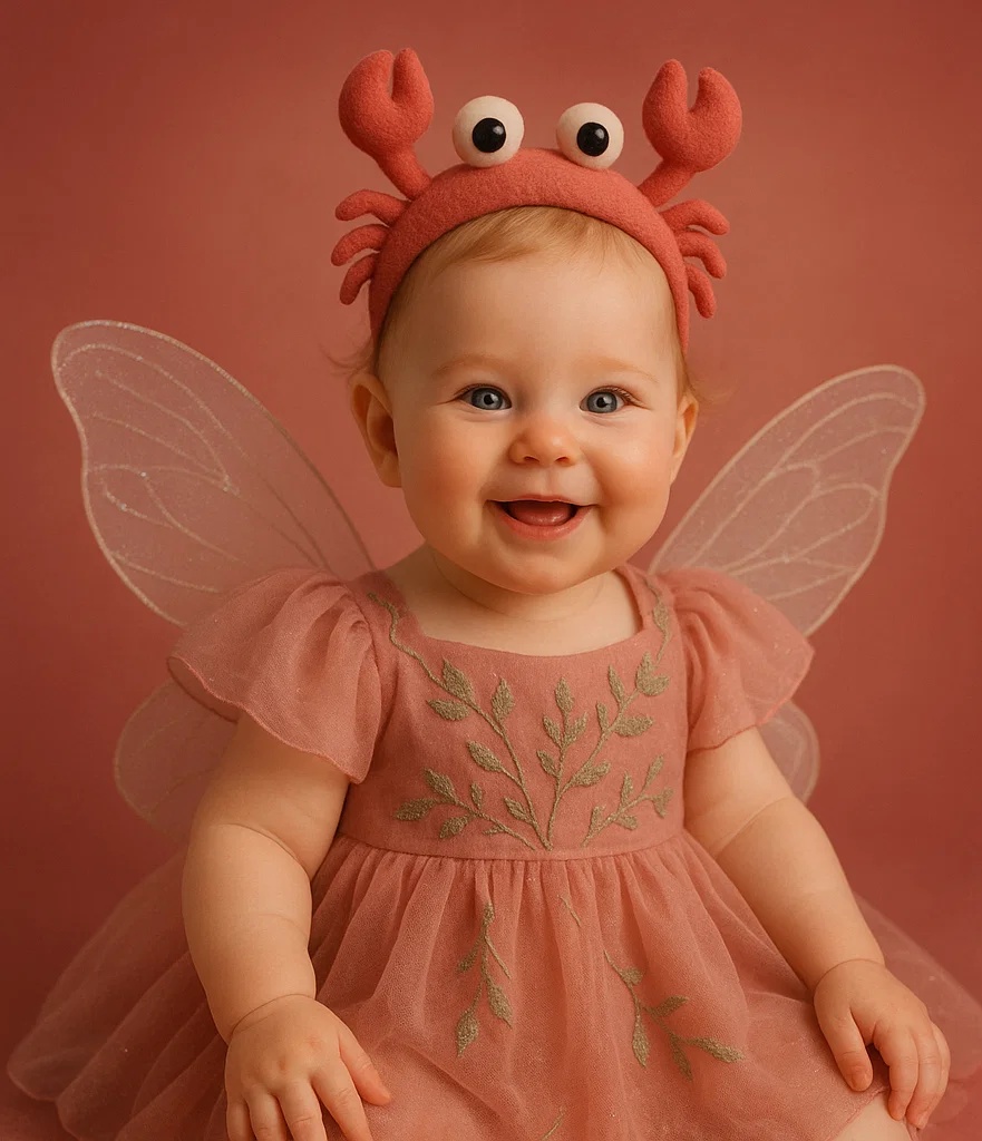 Red Crab Headband for Babies – Soft Coral Fleece for Baby Girls