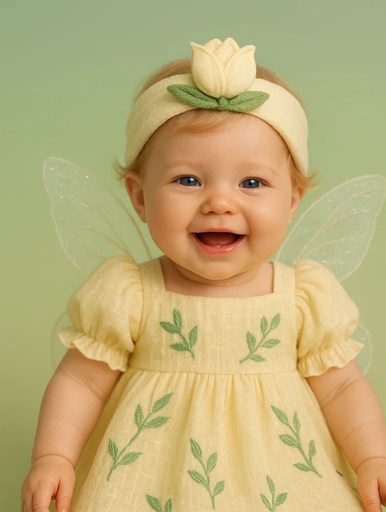 Golden Tulip Fairy Headband – Soft Yellow Tulip, Stretch Band