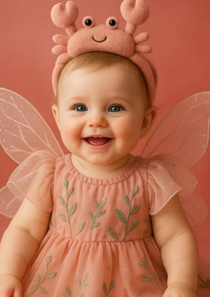 Pink Crab Baby Headband – Cute Cartoon Design for Infant Girls