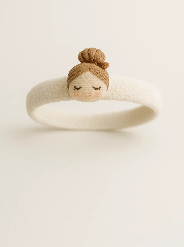 Sleeping Girl Doll Baby Headband – Handmade Cotton Hair Accessory