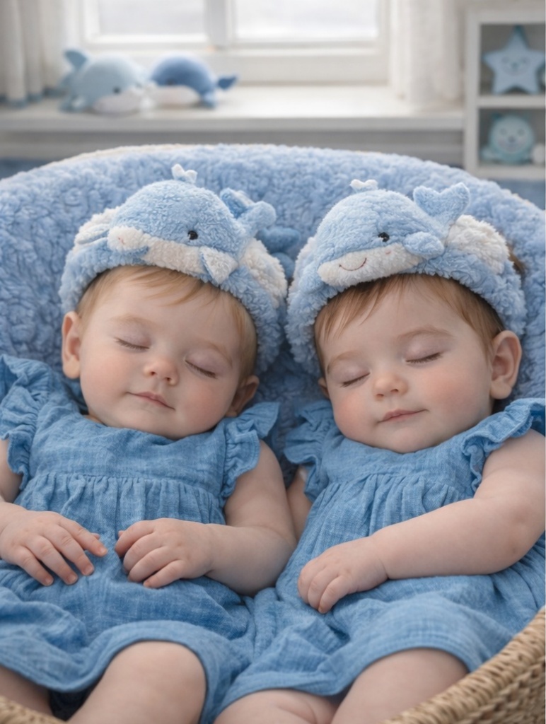 Dolphin Twin Baby Headbands for Ocean-Themed Twin Photos