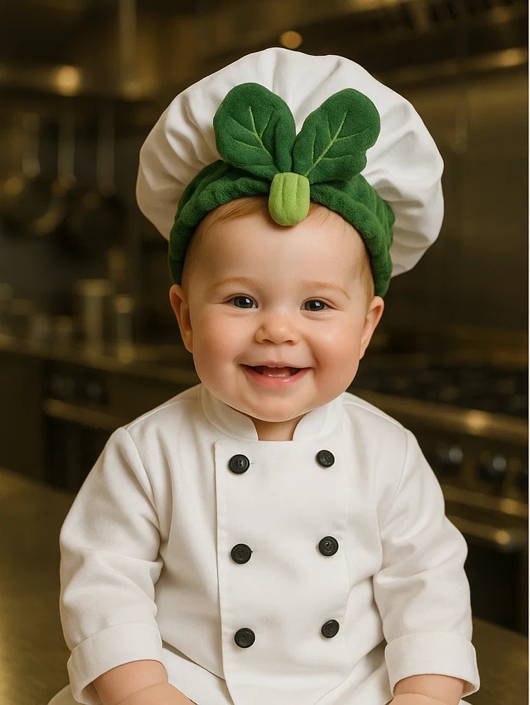 Baby Chef Headband – Spinach Chef Hat
