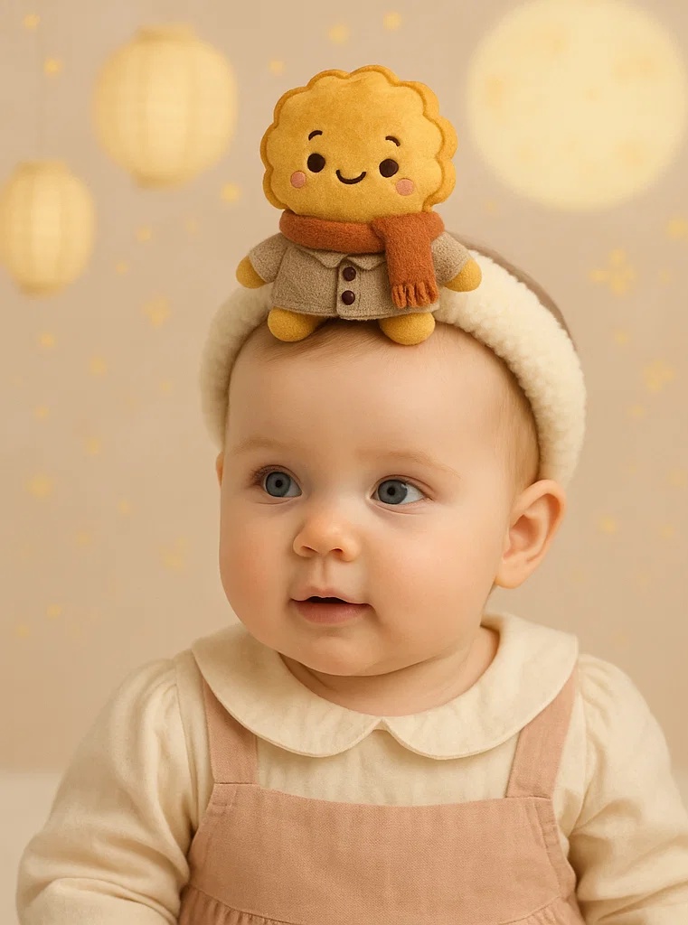 Bandeau bébé de fête de la Lune avec peluche mignonne – Accessoire photo adorable
