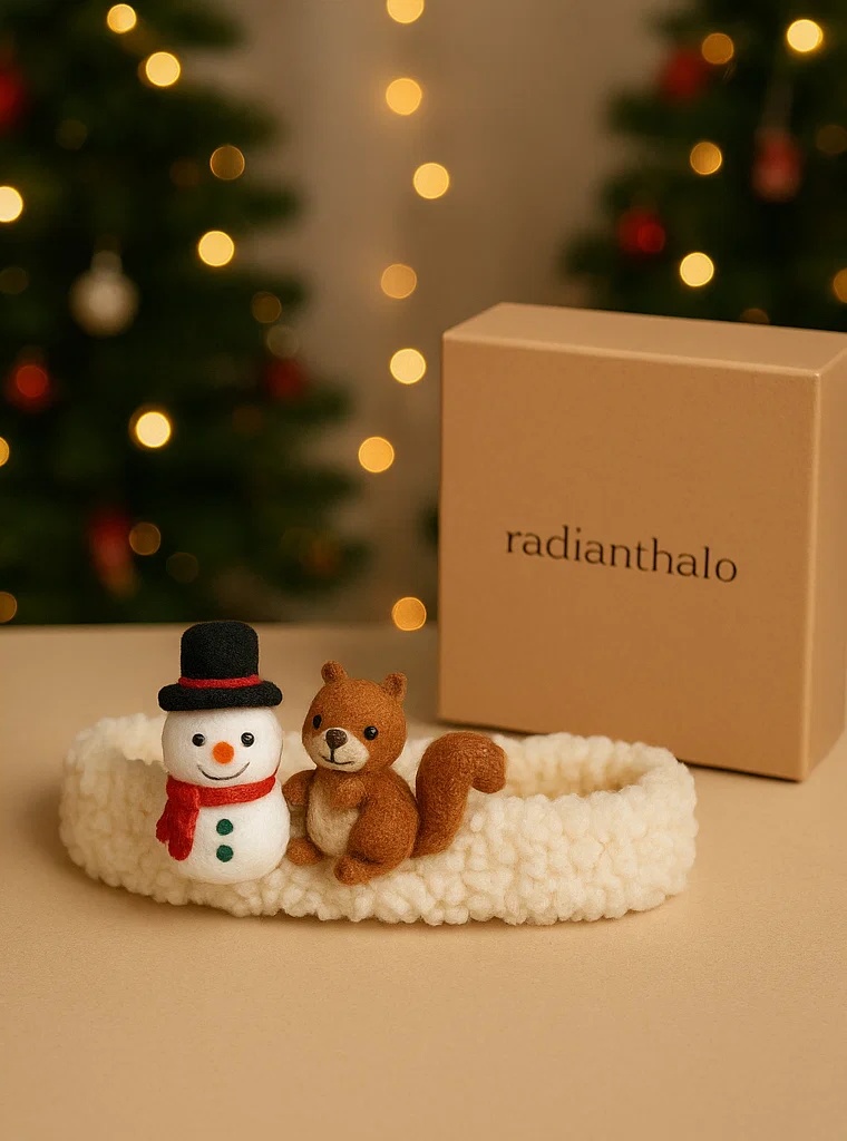 Bandeau bébé doux avec bonhomme de neige pour Noël