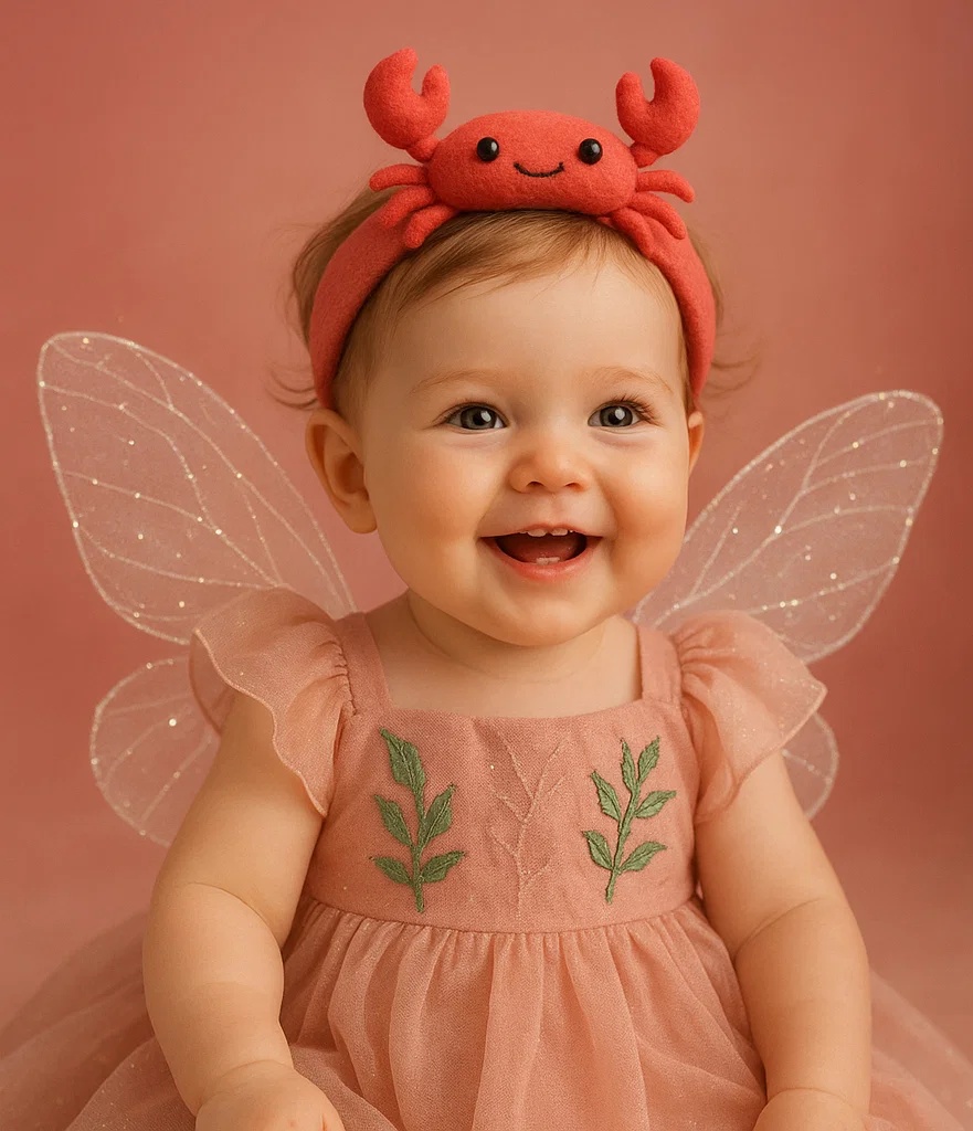 Smiling Crab Headband for Girls – Soft and Adorable Baby Accessory