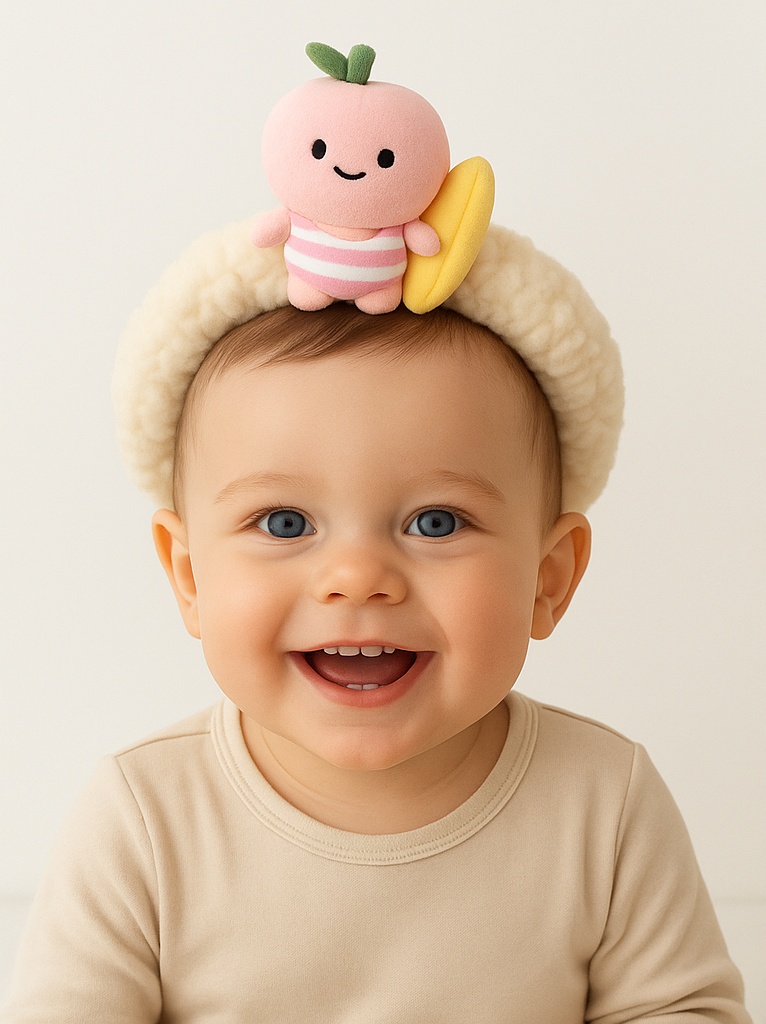 Diadema Bebé Concha Rosa - Suave Peluche