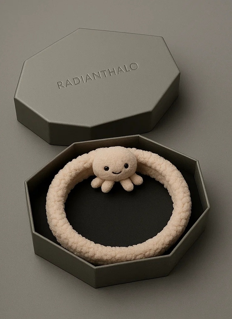 Dusty Olive Baby Headband with Plush Octopus – Gentle Earth Tones