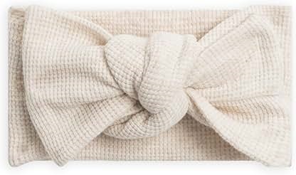 Neutral Cream Baby Bow Headband – Comfortable Knotted Head Wrap for Infant Girls