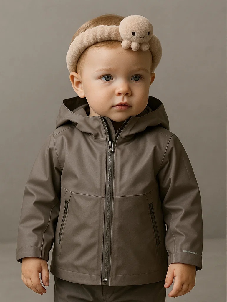 Warm Brown Baby Headband – Cute Plush Octopus for Cozy Outfits