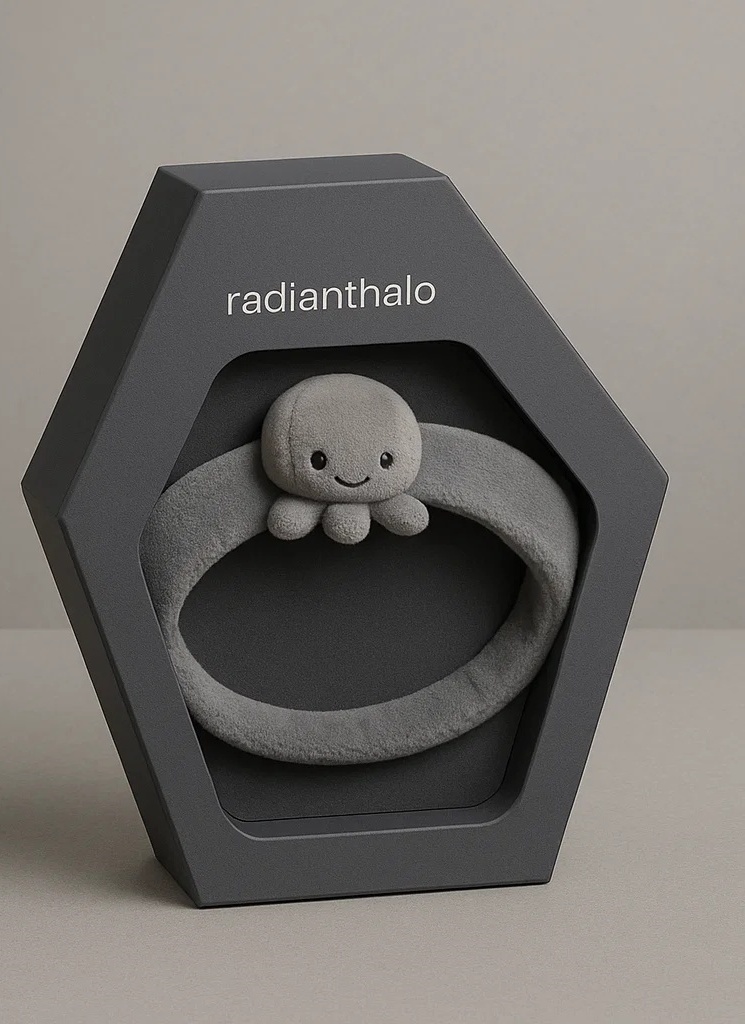 Dark Gray Octopus Baby Headband – Minimalist Style with a Smile