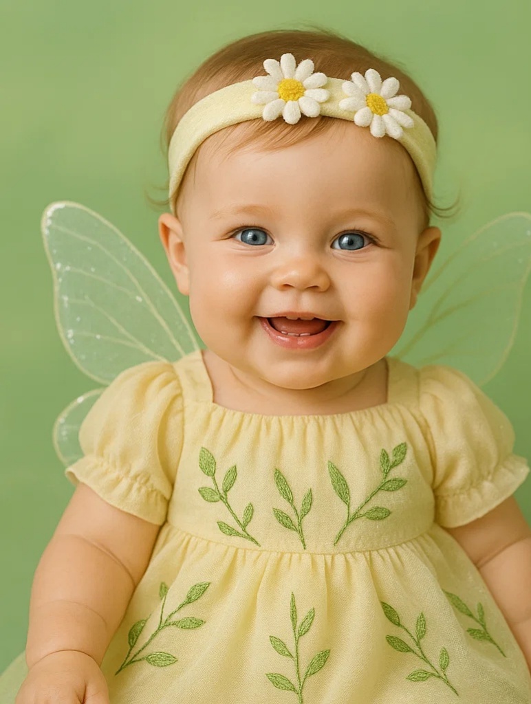 Ensemble bébé bandeau à fleurs et robe d’ange – Tenue mignonne pour séance photo et cadeau 0-2 ans
