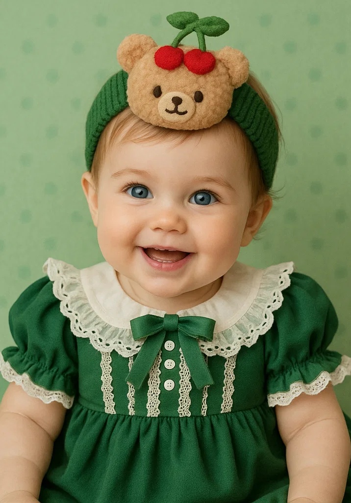 Cute Baby Bear with Cherry Headband