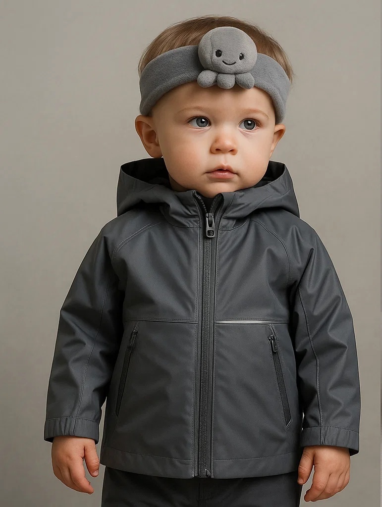Dark Gray Octopus Baby Headband – Minimalist Style with a Smile
