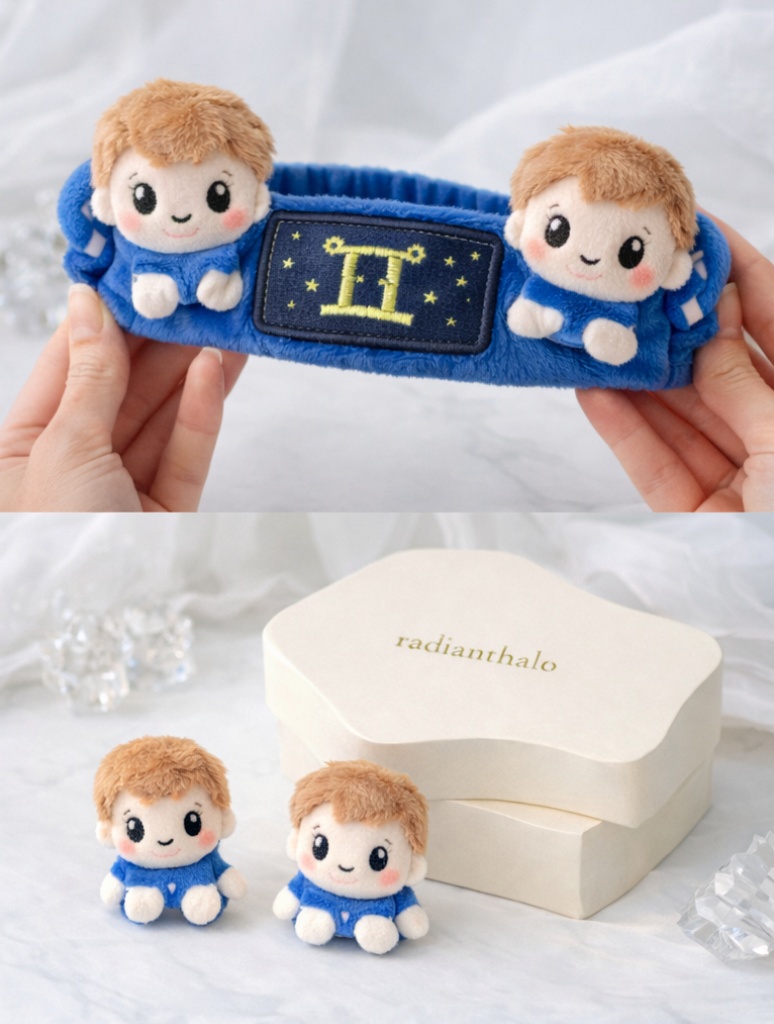 Gemini Twins Baby Headband with Plush Accessories