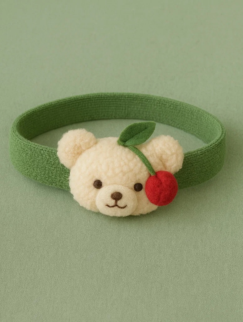 Baby Bear with Cherry Headband (Light Green)