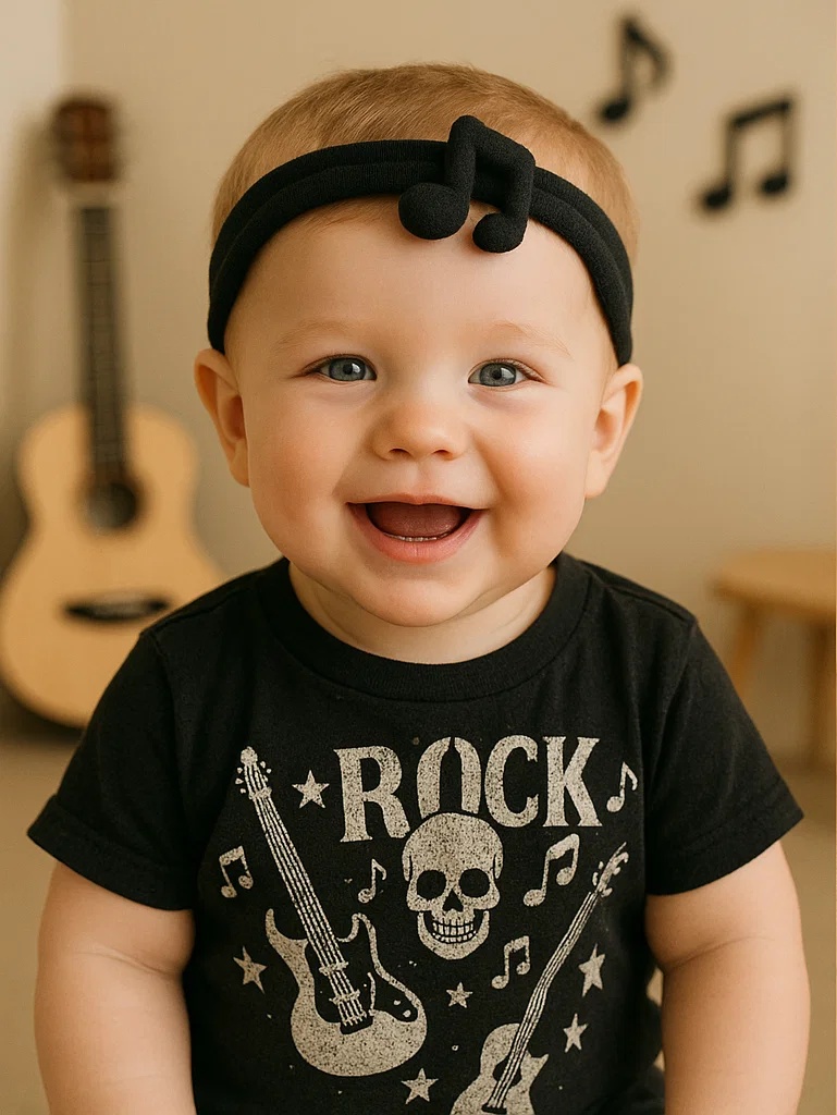 Bandeaux mignons pour bébé avec motifs musicaux