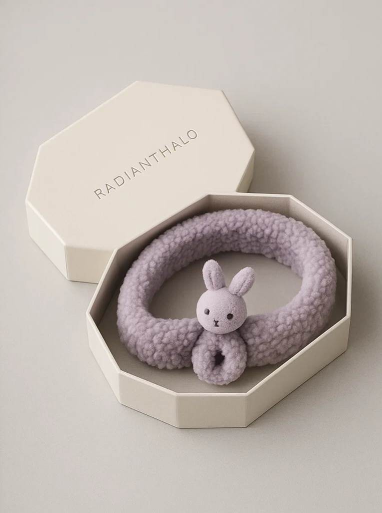 Taupe Bunny Plush Headband – Warm and Gentle Baby Accessory