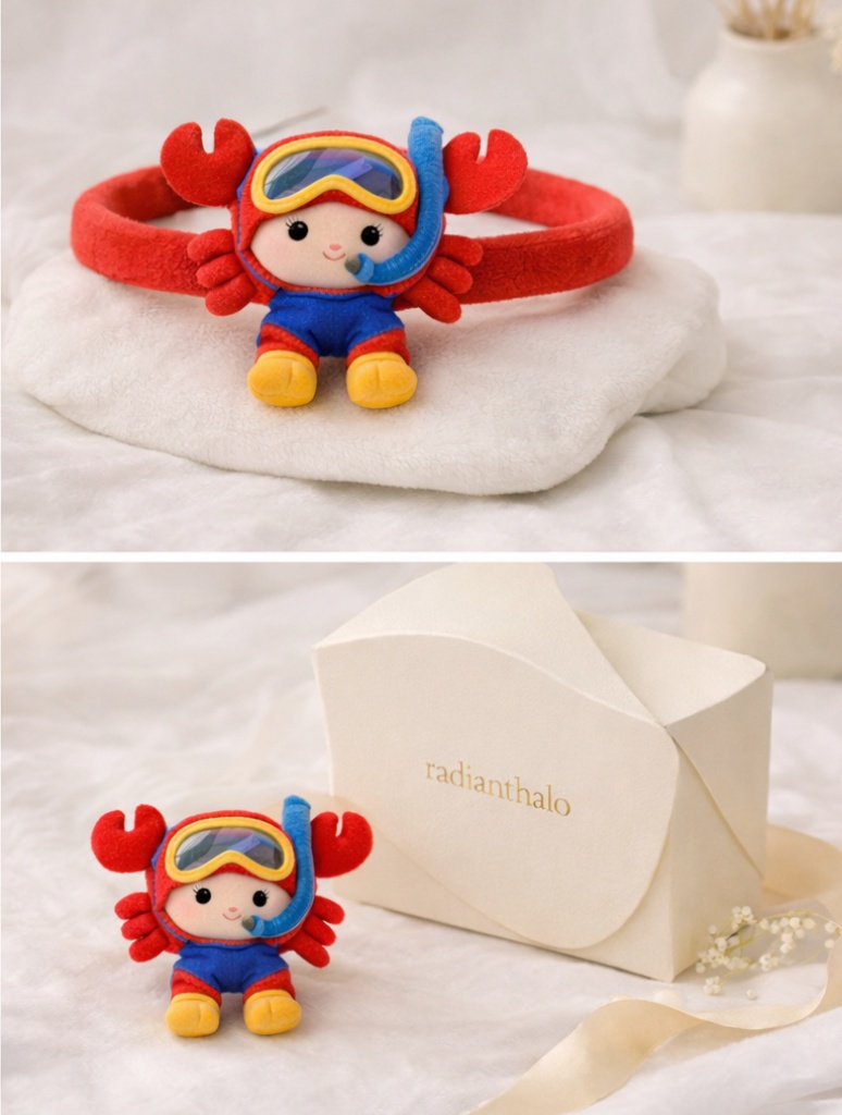 Scuba Crab Baby Headband with Snorkel Plush