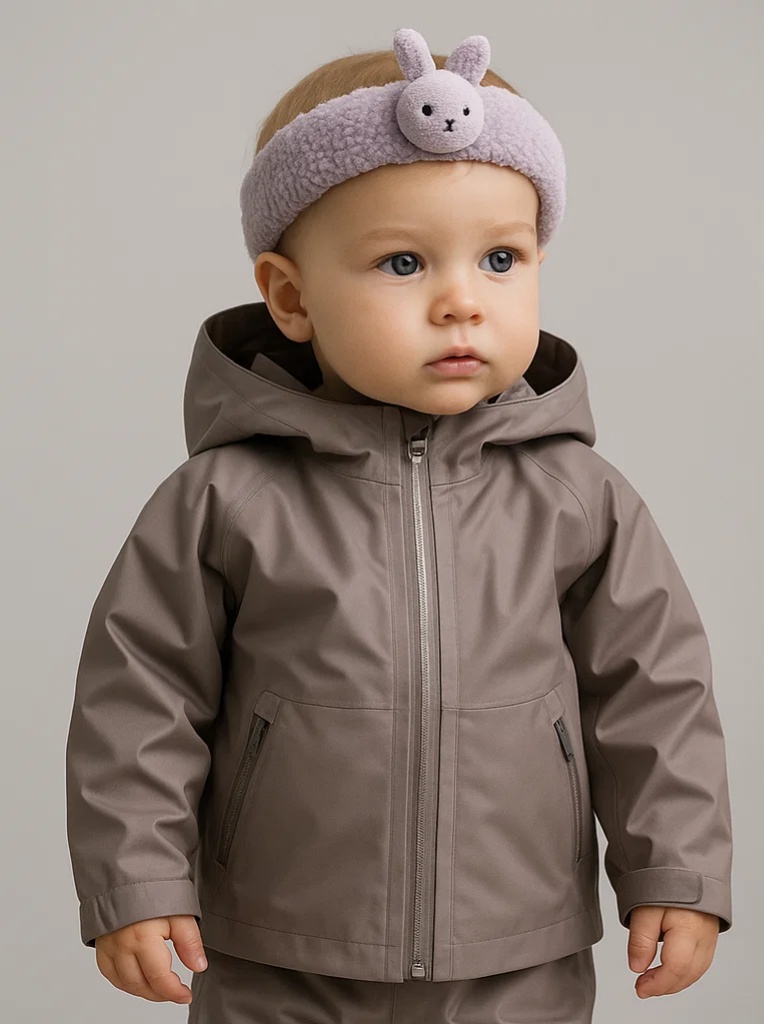 Taupe Bunny Plush Headband – Warm and Gentle Baby Accessory