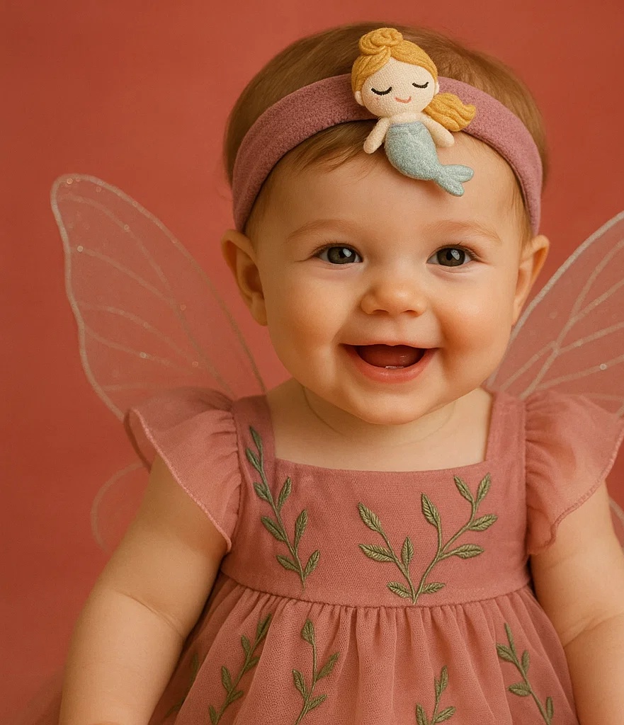 Mint Mermaid Baby Headband – Handmade Soft Plush Head Accessory