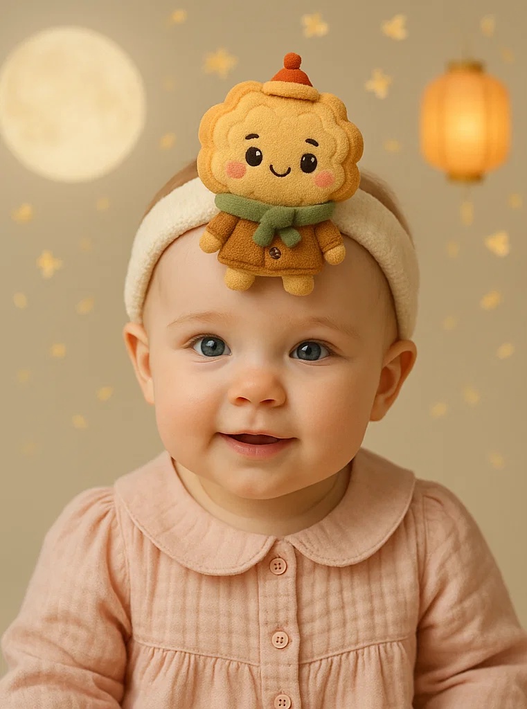 Diadema para bebé con muñeco de peluche – Accesorio adorable para el Festival de la Luna