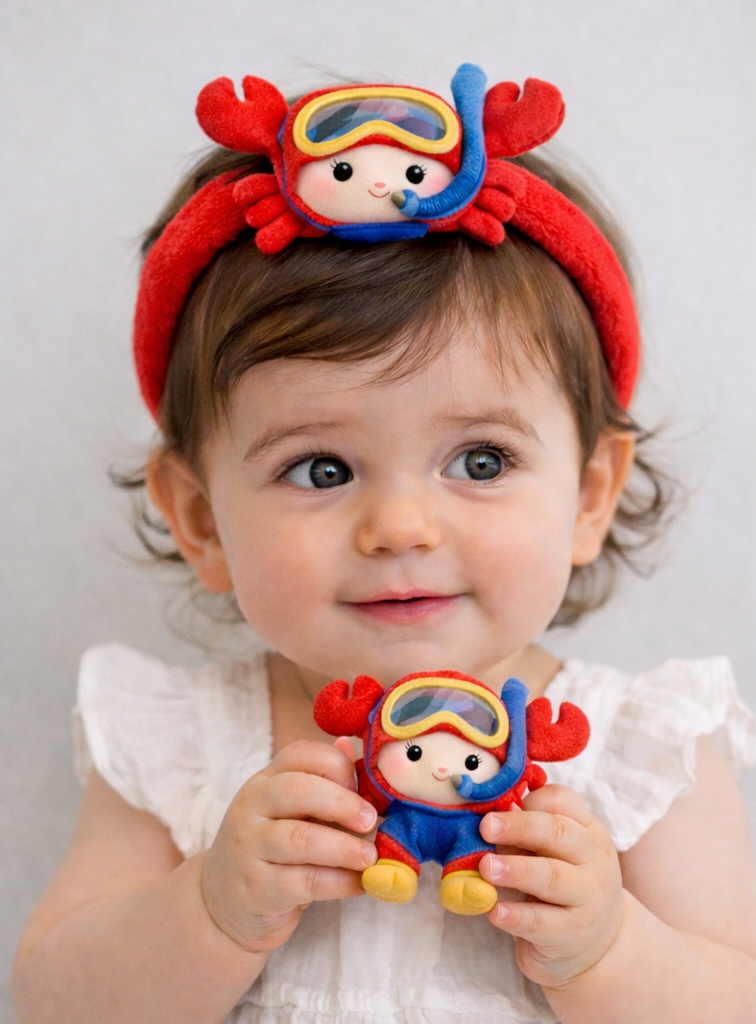 Scuba Crab Baby Headband with Snorkel Plush