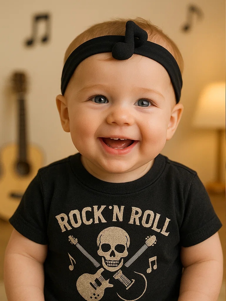 Süße Baby Stirnbänder mit Musikmotiven