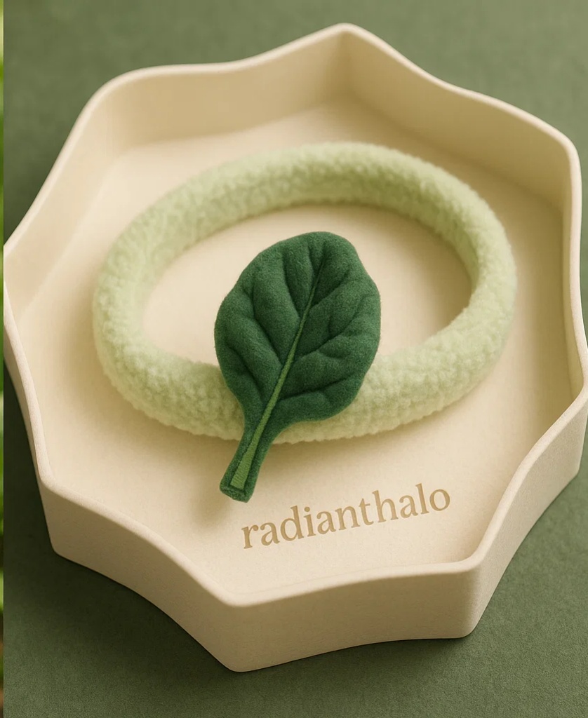 Fresh & Stylish: Plush Baby Headband with Removable Green Leaf