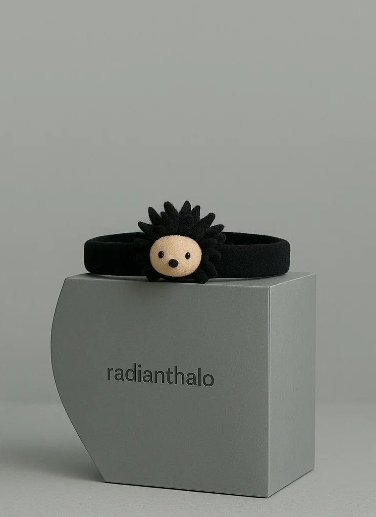 Black Spiky Hedgehog Headband for Babies – Plush & Comfy