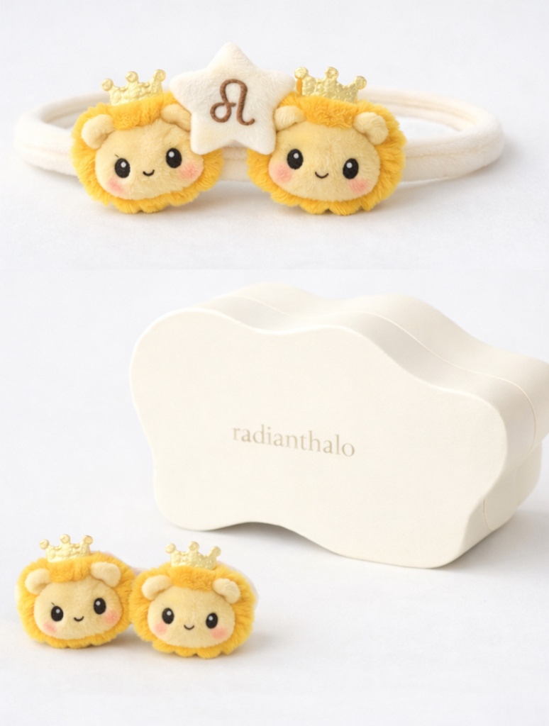 Leo Lion Baby Headband with Crown and Star Accent
