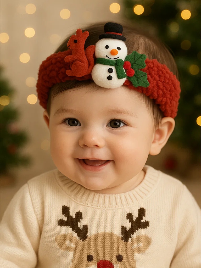 Bandeau de Noël pour bébé avec peluche décorative – Idéal pour les ventes de saison