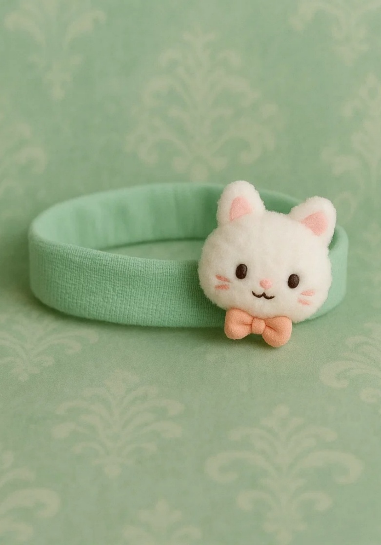 Cute Baby Cat Headband with Bow (Mint Green)