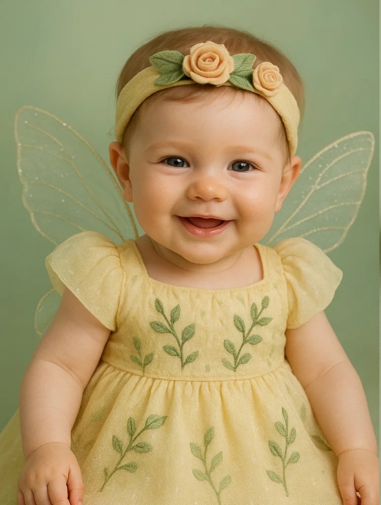 Set de bebé con diadema de rosa y vestido de ángel – Ropa adorable para fotos y fiestas de 0 a 2 años