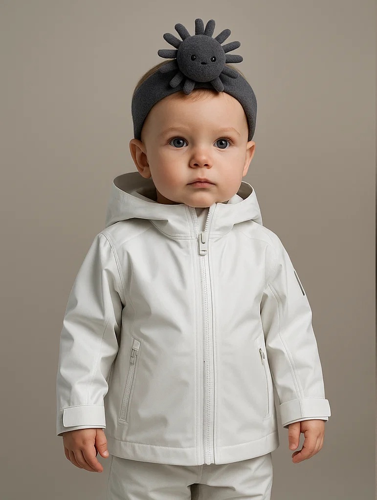 Grey Sun Plush Baby Headband – Gentle & Neutral Design