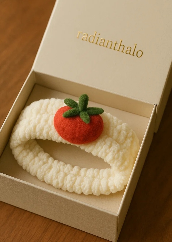 Cute Tomato Twist: Plush Baby Headband with Removable Fruit Detail