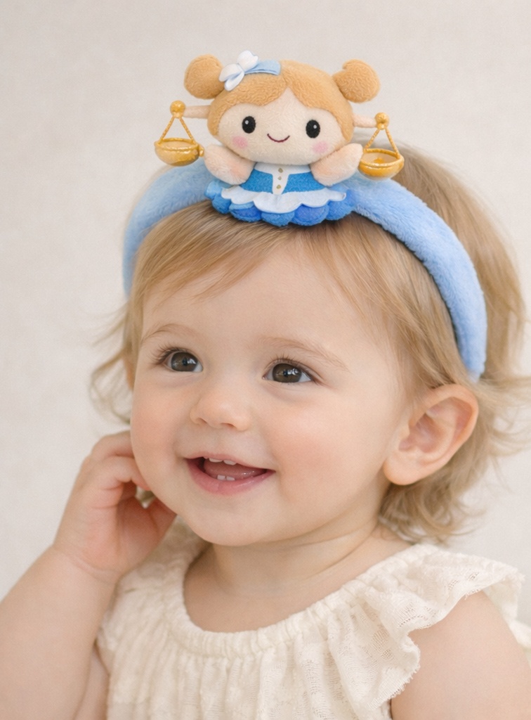 Libra Balance Baby Headband with Scales and Plush Girl