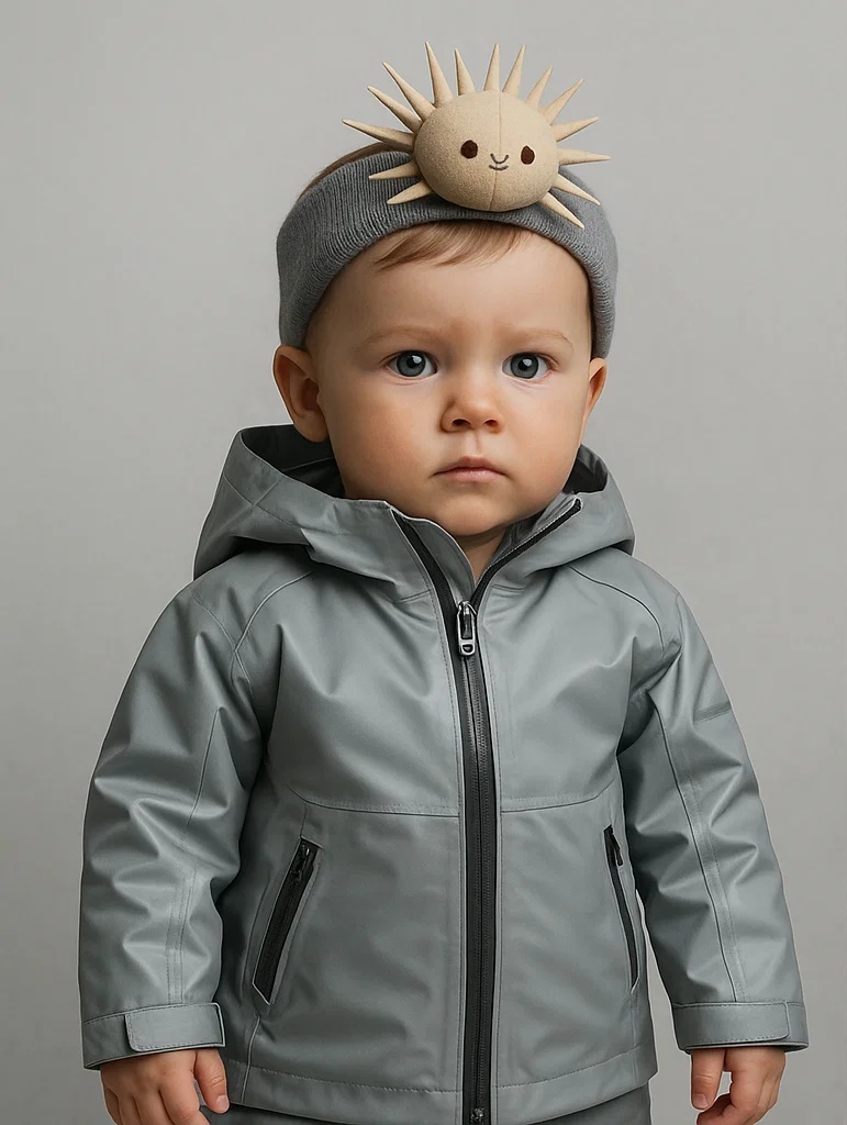 Beige Sunburst Baby Headband – Cozy Fleece & Cotton Blend