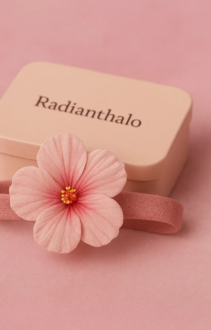 Hibiscus Breeze Baby Headband with Pink Flower