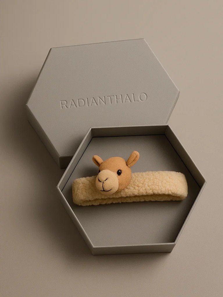 Camel Plush Baby Headband – Warm Beige Animal Style