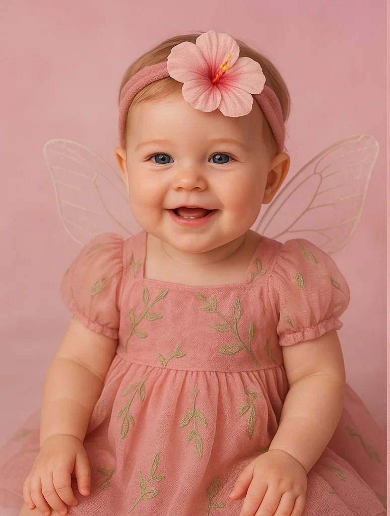 Hibiscus Breeze Baby Headband with Pink Flower