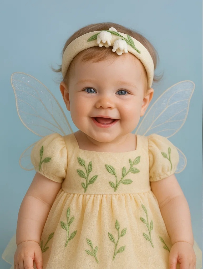 Lily of the Valley Flower Fairy Headband – Soft Baby Headband with Angel Wings