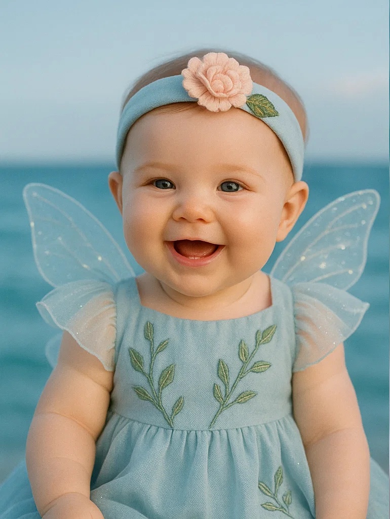 Whimsical Baby Headband with Yellow Flower and Doll Embellishment