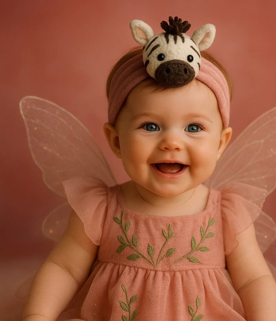 Zebra Headband Baby Dress with Angel Wings - Adorable and Fun Design for Toddlers