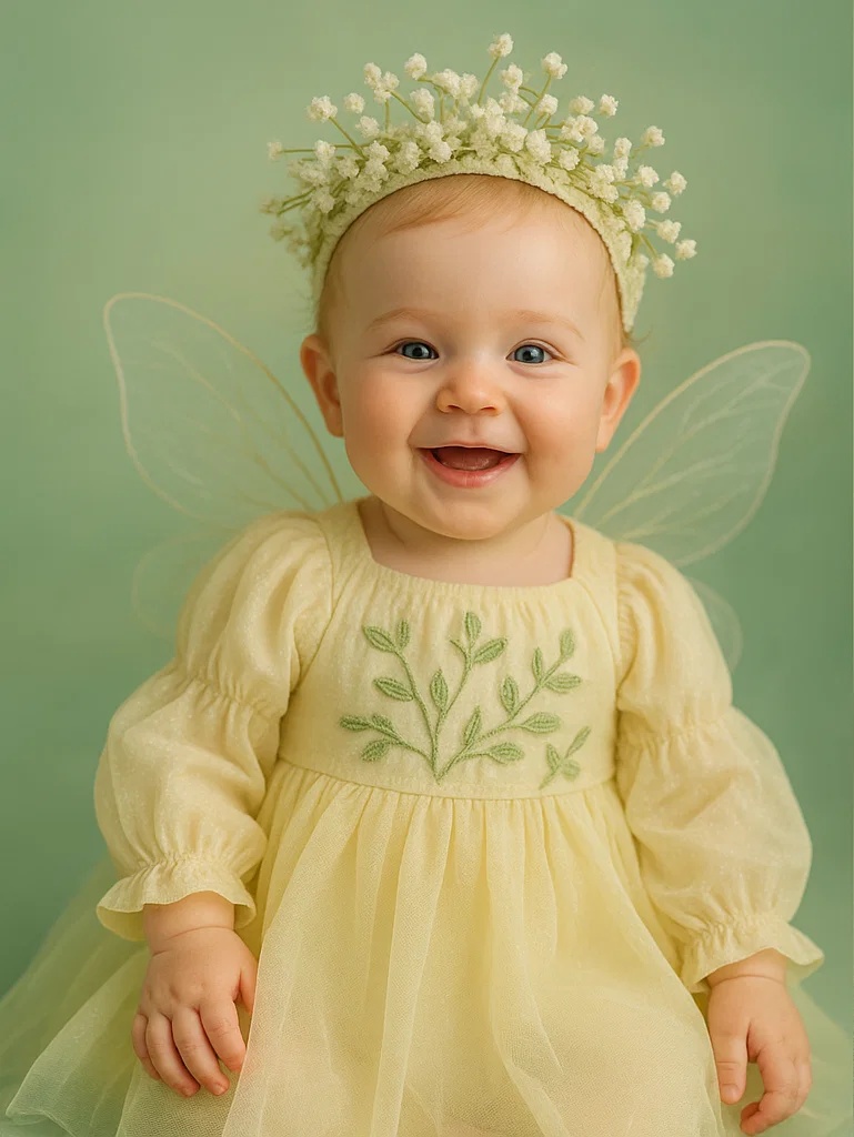 Enchanted Bloom Baby Doll Headband – Fluffy Floral Princess Crown