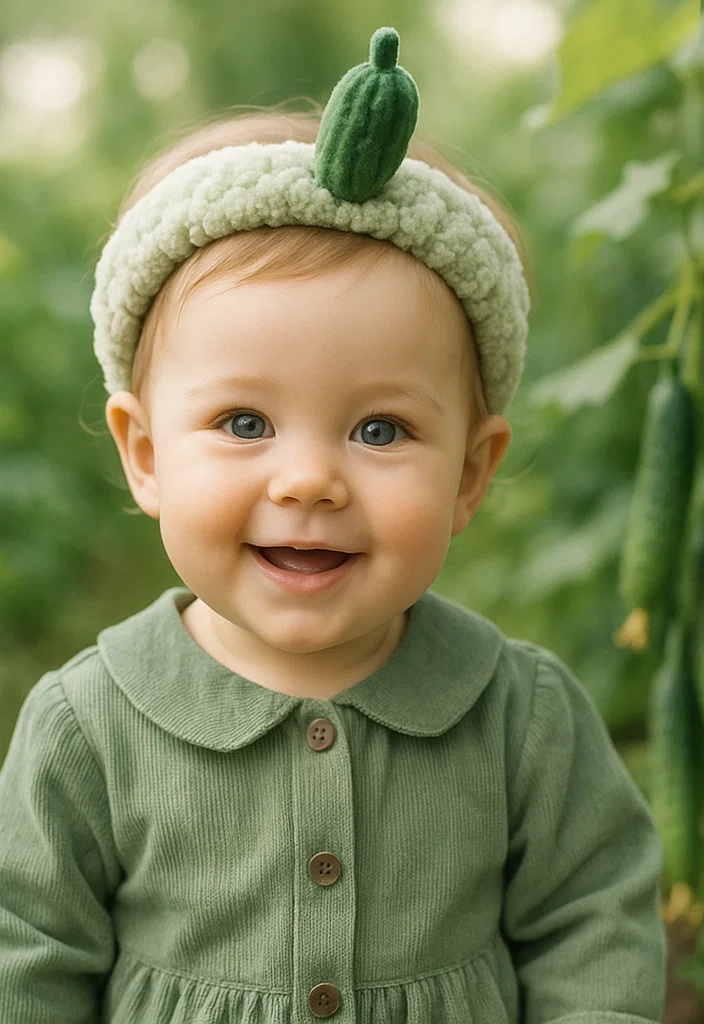 Fresh Cucumber: Plush Baby Headband with Removable Cucumber Detail