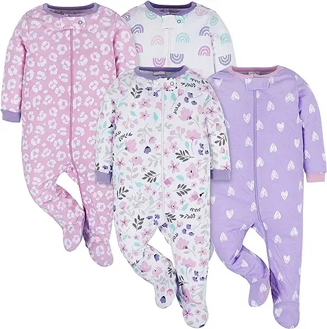 4-Pack Baby Pajama Sets with Soft Cotton Fabric and Fun Patterns for Comfort and Style