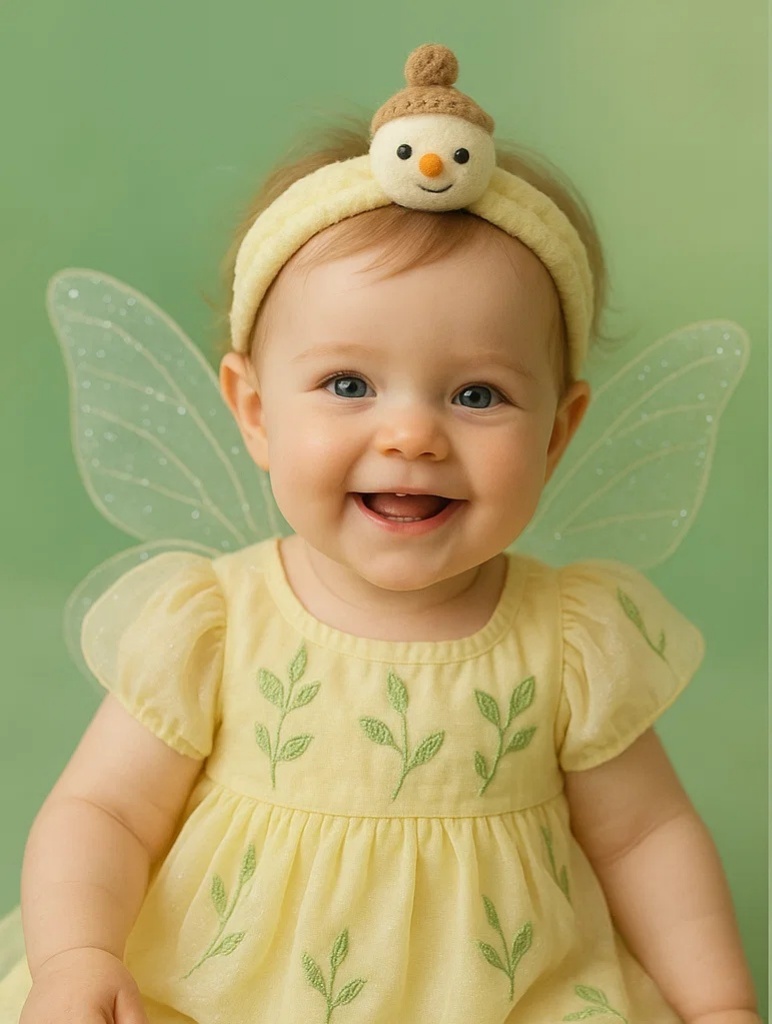 Ensemble bébé bandeau d’hiver avec bonhomme de neige/ours et robe d’ange – Tenue mignonne d’hiver pour séance photo 0-2 ans
