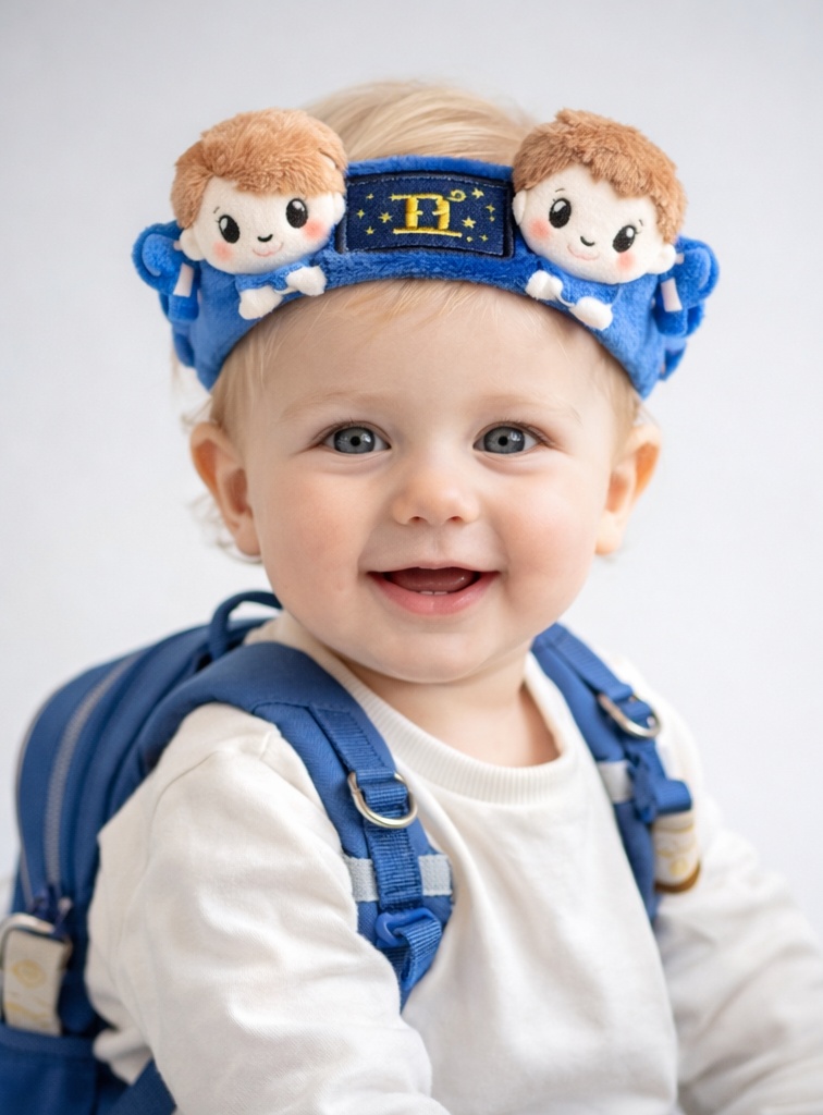 Gemini Baby Headband with Double Plush Twins